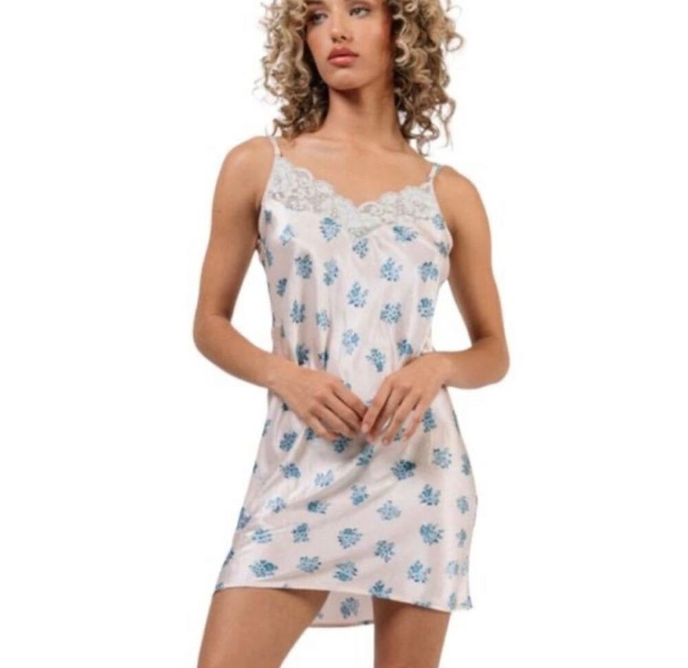 We are HAH Let It Slip Dress Ditsy Floral French Blue Size Medium NWT